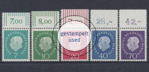 Berlin, Michel Nr. 182-186 OR, gestempelt (331002)
