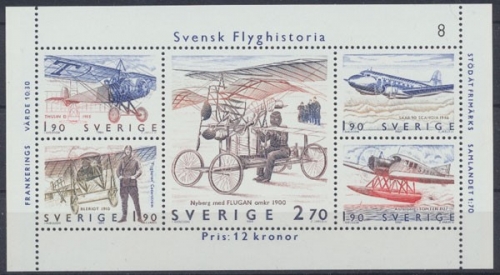 Schweden, Flugzeuge, MiNr. Block 12, postfrisch