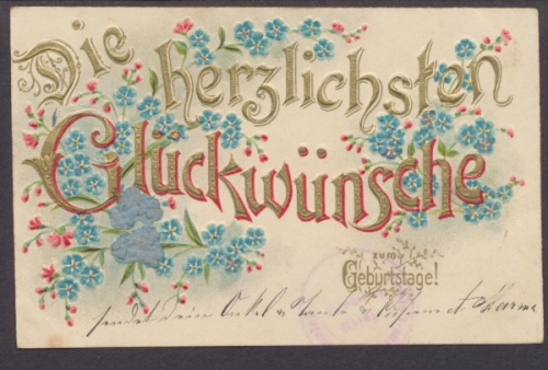 Die herzlichsten Glückwünsche zum Geburtstage mit Vergißmeinnicht