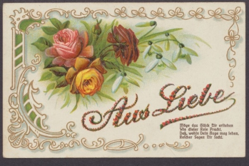 Aus Liebe, Karte mit Vers