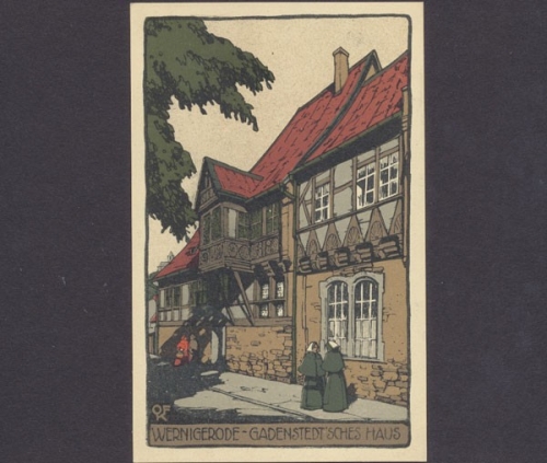 Wernigerode, Künstler-Stein-Zeichnung, Gadenstedt'sches Haus