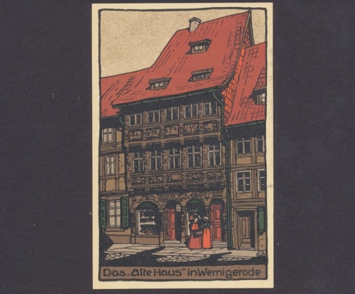 Wernigerode, Künstler-Stein-Zeichnung, das "alte Haus"