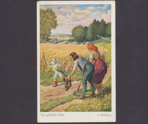 Der gestiefelte Kater, O. Kubel, Nr. 4291, Beschreibung des Bildes auf der Rückseite