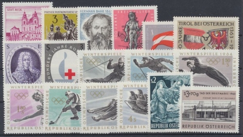 Österreich, MiNr. 1128-1144, Jahrgang 1963, postfrisch
