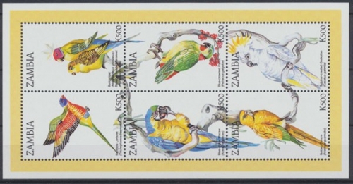 Sambia, Vögel, MiNr. 820-825 Kleinbogen, postfrisch