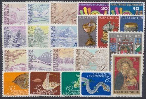Liechtenstein, MiNr. 579-599, Jahrgang 1973, postfrisch