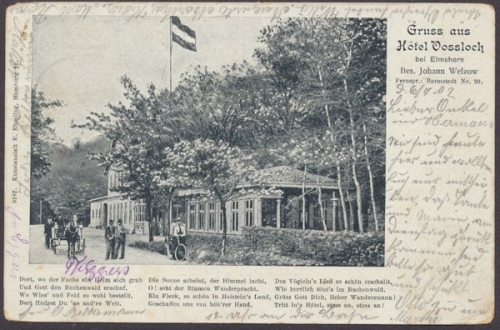 Elmshorn, Hotel Vossloch, Bes. J. Welzow, Karte mit Gedicht