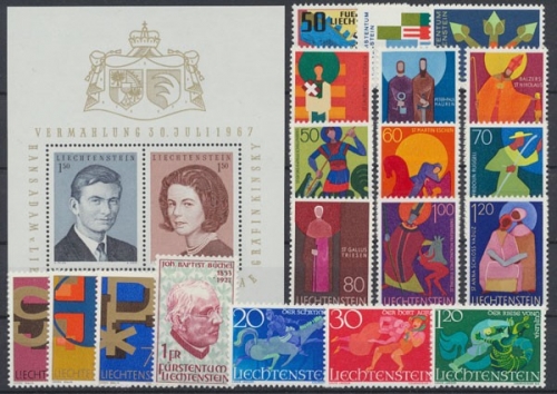 Liechtenstein, MiNr. 474-494, Jahrgang 1967, postfrisch