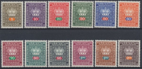 Liechtenstein Dienstmarken, MiNr. 45-56, postfrisch