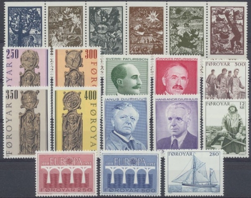 Färöer, MiNr. 93-111, Jahrgang 1984, postfrisch