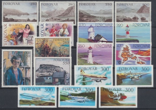 Färöer, MiNr. 112-129, Jahrgang 1985, postfrisch