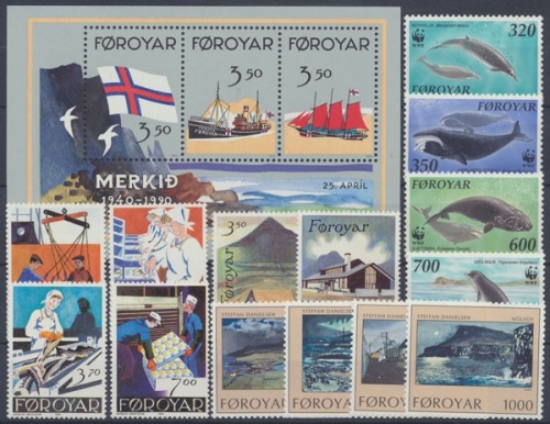 Färöer, MiNr. 194-210, Jahrgang 1990, postfrisch