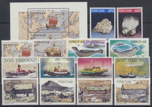 Färöer, MiNr. 227-242, Jahrgang 1992, postfrisch