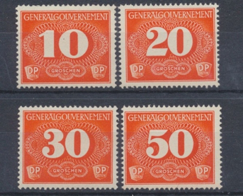 Generalgouvernement Zustellmarken, MiNr. 1-4, postfrisch