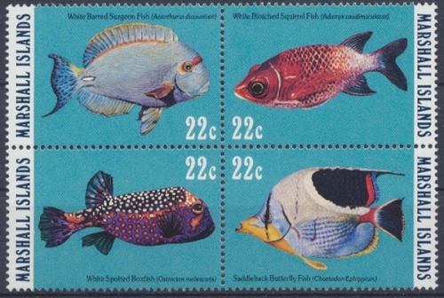 Marshall-Inseln, MiNr. 50-53 Viererblock, Fische, postfrisch