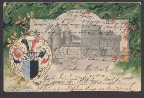 Metz, Deutsches Thor, Karte mit Wappen
