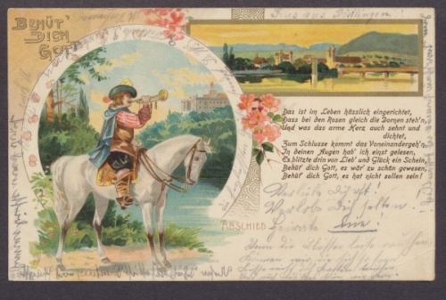 Trompeter von Säckingen, Behüt Dich Gott, Karte mit Vers