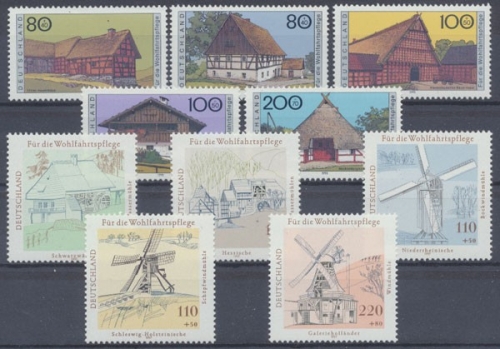 Deutschland (BRD), 2 Sätze Bauernhäuser und Mühlen