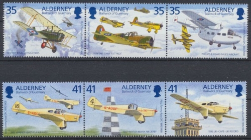 Alderney, Flugzeuge, MiNr. 83-88, 2 Dreierstreifen, postfrisch