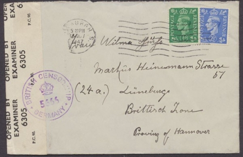 Großbritannien, Zensurbrief, 1947