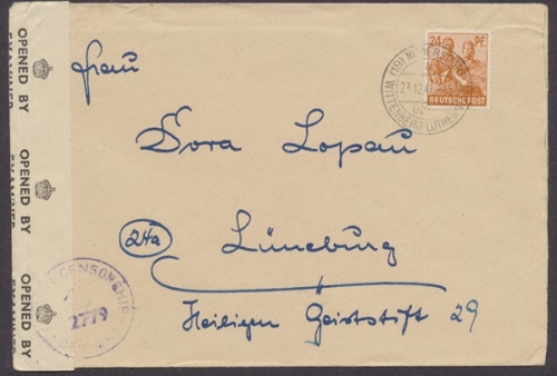 Großbritannien, Zensurbrief, 1947