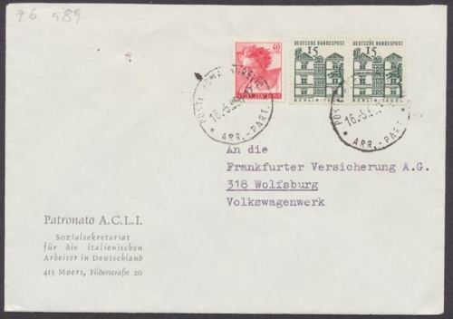 Deutschland (BRD), Michel Nr. 455 waagerechtes Paar, interessanter Beleg