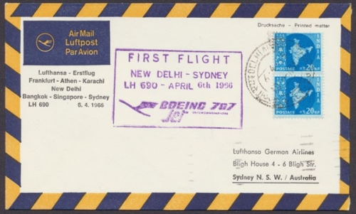 Lufthansa - Erstflug, New Delhi - Sydney
