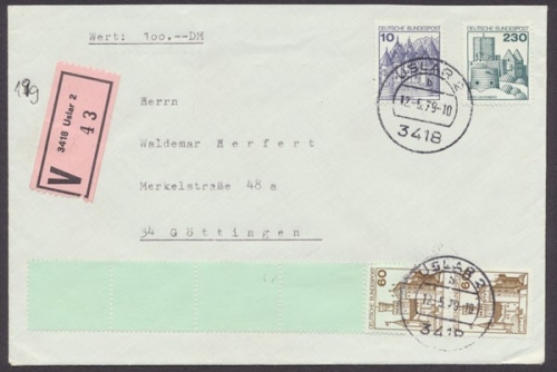 Deutschland (BRD), Michel Nr. 917 Rollenende, Wertbrief