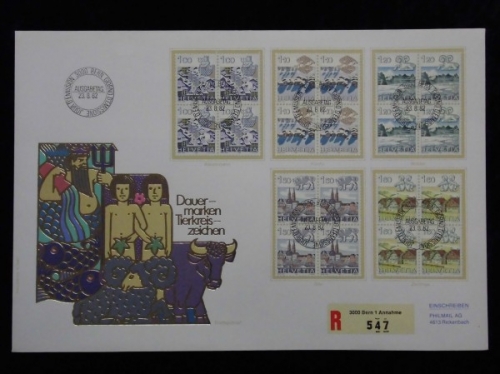 Schweiz, MiNr. 1227-1231 Viererblöcke, FDC