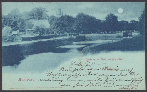Hamburg - Fuhlbüttel, Alster bei Mondschein