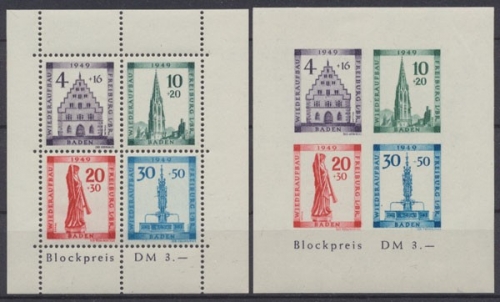 Französische Zone Baden, MiNr. Block 1 A+B, postfrisch
