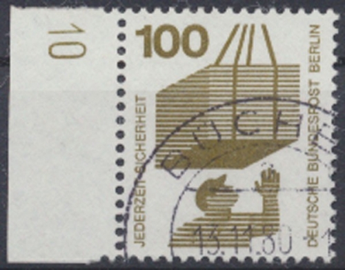 Berlin, MiNr. 410 A, linker Rand mit DZ 10, gestempelt