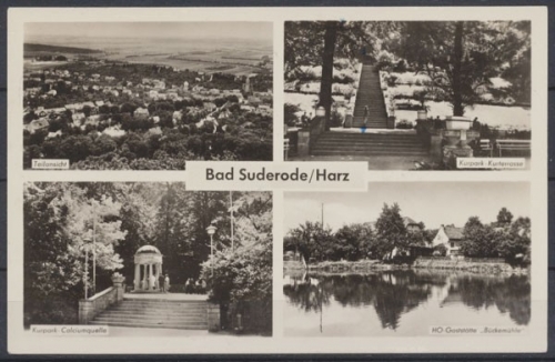 Bad Suderode/Harz, Teilansicht, Kurpark, HO-Gaststätte "Bückemühle"
