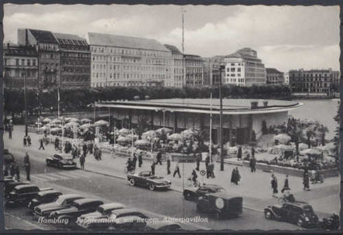 Hamburg, Jungfernstieg mit neuem Alsterpavillon