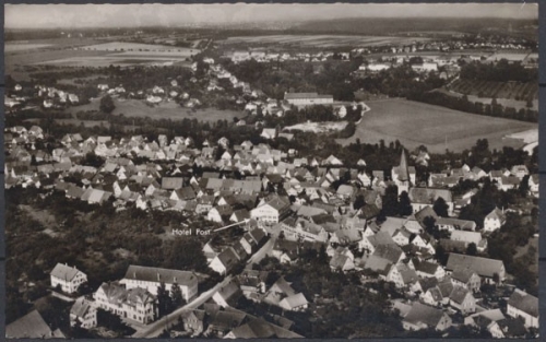 Plieningen, Ortsansicht mit Markierung "Hotel Post"