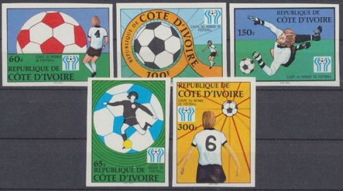 Elfenbeinküste, Fußball, MiNr. 552-556 B, postfrisch