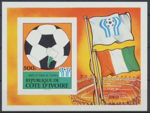 Elfenbeinküste, Fußball, MiNr. Block 12 B, postfrisch