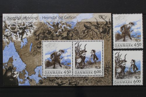 Dänemark, MiNr. 1366-1367 + Block 22, postfrisch