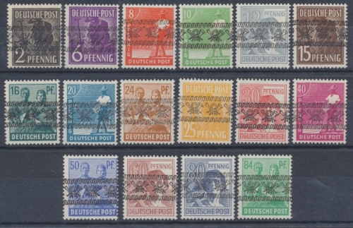 Bizone, MiNr. 36-51 I ohne 49 I, postfrisch