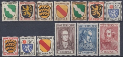Französische Zone, Allgemeine Ausgabe, MiNr. 1-13, postfrisch