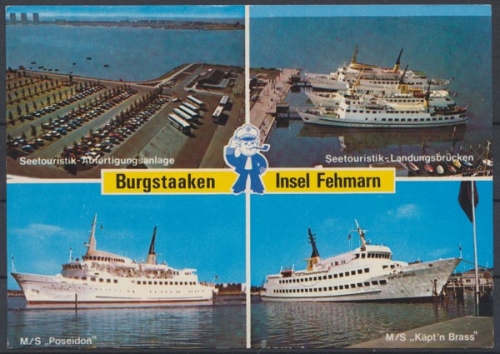 Burgstaaken, Insel Fehmann, Seetouristik Abfertigungsanlage und Landungsbrücken, M/S "Poseidon", M/S "Käpt'n Brass"