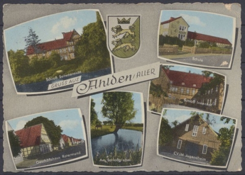 Ahlden / Aller, Schloß, Schule, Geschäftshaus Rotermund, CVJM Jugendheim, Wappen