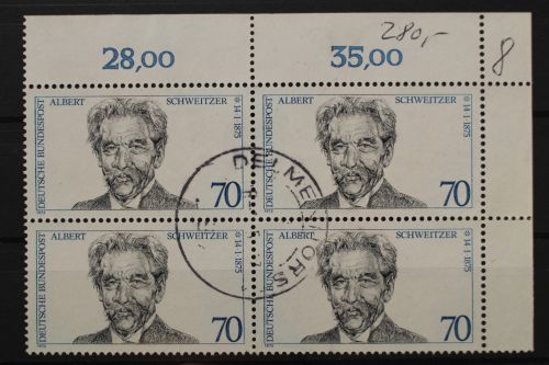 Deutschland (BRD), MiNr. 830, 4er Block, Ecke rechts oben, gestempelt