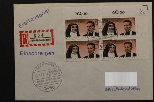 Deutschland (BRD), MiNr. 1352. Viererblock, Ecke rechts oben, EST