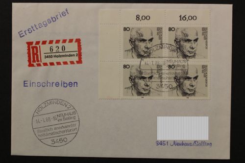 Deutschland (BRD), MiNr. 1350. Viererblock, Ecke links oben, EST
