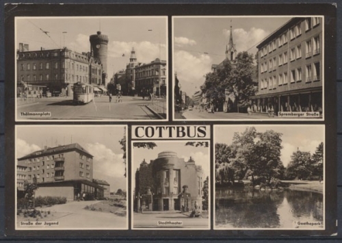 Cottbus, Thälmannplatz, Spremberger Straße, Straße der Jugend, Stadttheater, Goethepark