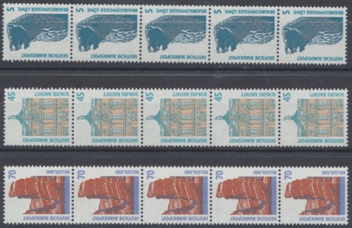 Deutschland (BRD), MiNr. 1448 R I, 1468-1469 R I, 5er Streifen mit ZN, postfrisch