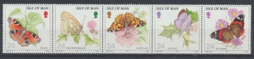 Isle of Man, Schmetterlinge, MiNr. 555-559 ZD, postfrisch