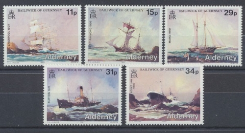 Alderney, Schiffe, MiNr. 32-36, postfrisch