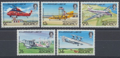 Alderney, Flugzeuge, MiNr. 18-22, postfrisch